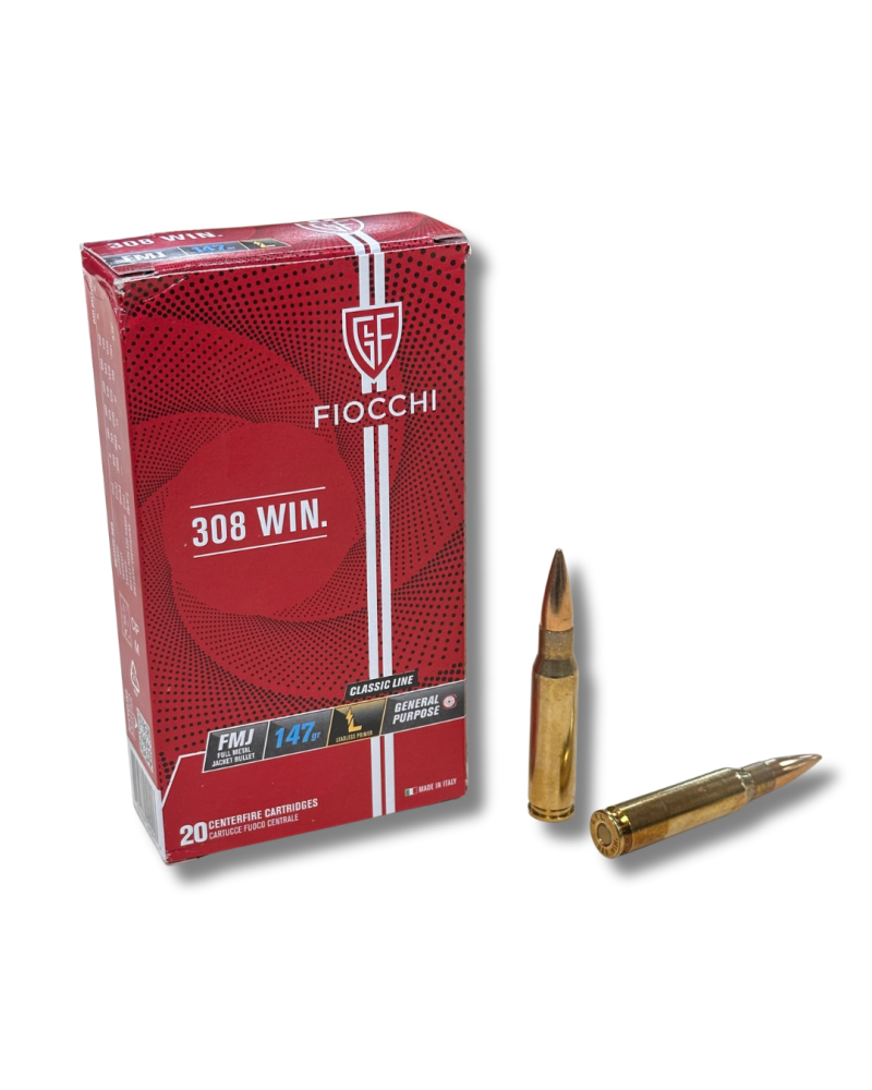 Cartouche .308 Winchester FMJ 147 gr Fiocchi (308 Winchester LL) – munition entraînement et cible