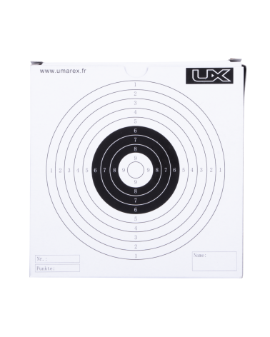 Lot de 100 cibles papier 14 x 14 cm UX — format compact ideal pour entrainement pistolet et carabine