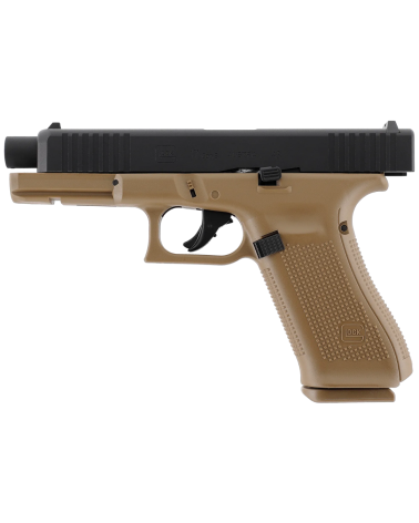 Pistolet Glock 17 Gen5 Coyote T4E cal .43 CO₂ réplique sous licence, finition Coyote, culasse aluminium