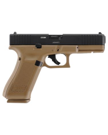 Pistolet Glock 17 Gen5 Coyote T4E cal .43 CO₂ réplique sous licence, finition Coyote, culasse aluminium