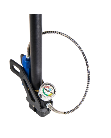 Pompe à mains Powair — inox, manomètre antichoc 40 mm, connecteur M10x1 rapide, flexible 50 cm