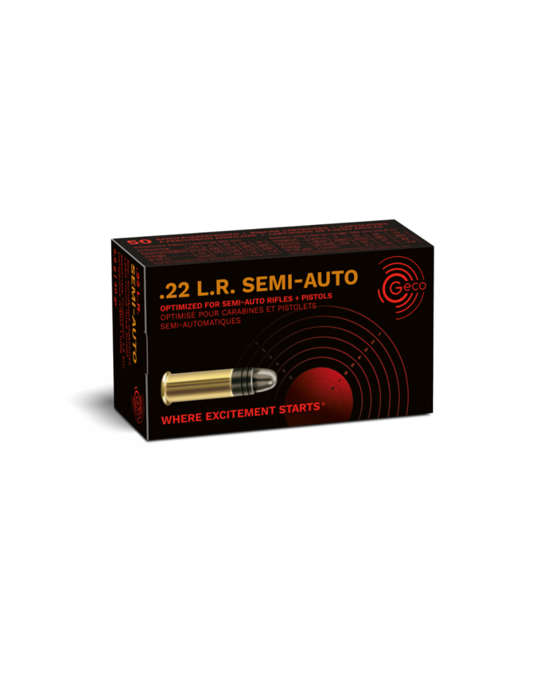 Boîte 50 cartouches .22 LR GECO Sport Semi Auto 40 gr LRN performance fiable et bon rapport qualité