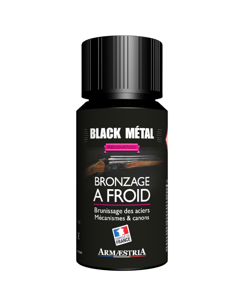 Bronzage à froid Black Metal 50ml Armaestria — produit de brunissage pour aciers et canons