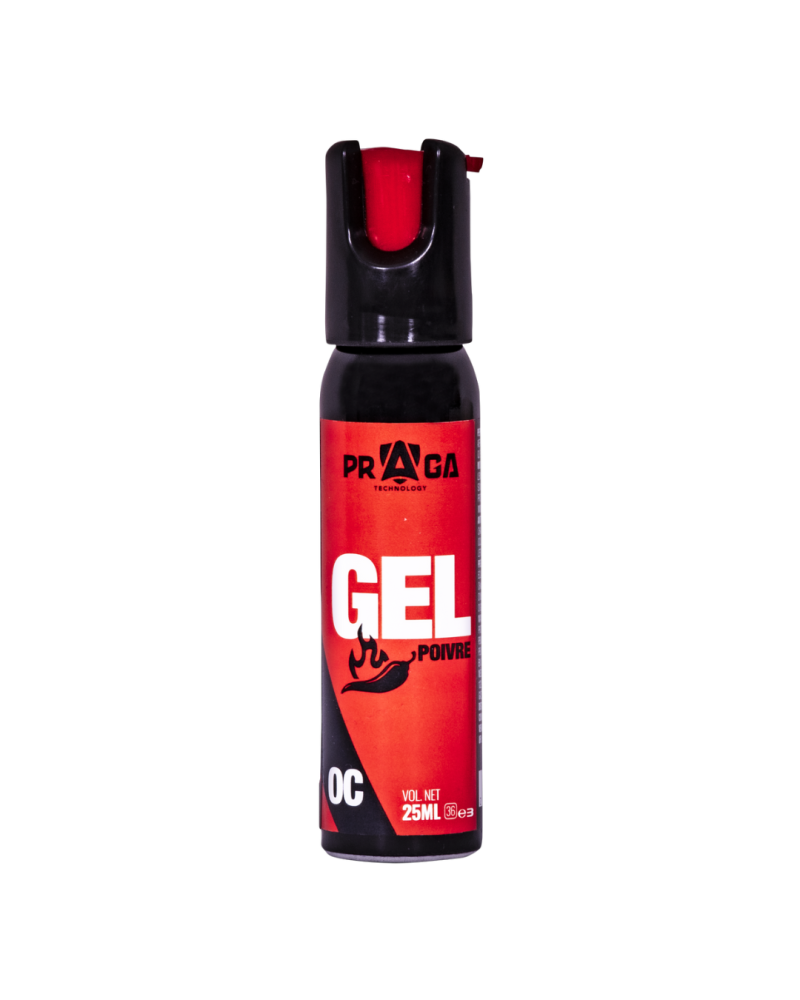 Bombe Pepper Red 25 ml Praga — spray incapacitant compact avec bouchon de sécurité
