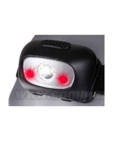 Lampe frontale XPELED rouge blanc 200 lumens — étanche IPX4, portée 150 m et bandeau réglable. Liquidation de stock en cours.