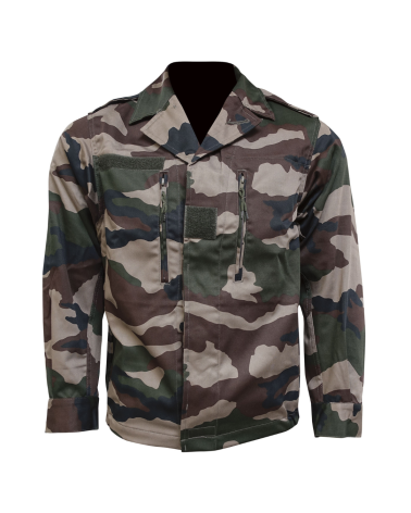 Veste F2 camouflage CE Opex — modèle armée française en tissu satin 265 g/m², résistante, renforcée