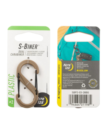 S-Biner n°2 Dual Carabiner coyote Nite Ize — mousqueton plastique double entrée avec verrous inox