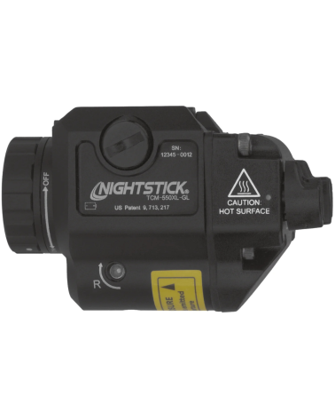 Lampe arme Nightstick TCM-550XL-GL compact 550 lumens, laser vert 532 nm, ambidextre, portée 136 m