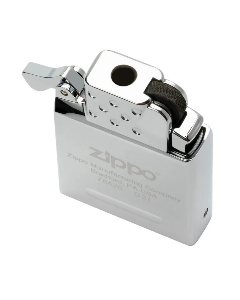Insert Zippo butane flamme jaune — allumage à pierre, rechargeable au butane, compatible boîtiers Zippo standards