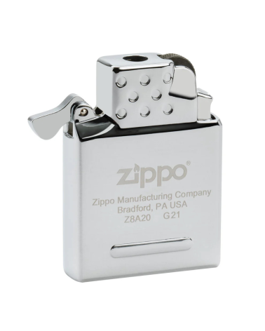 Insert Zippo butane flamme jaune — allumage à pierre, rechargeable au butane, compatible boîtiers Zippo standards