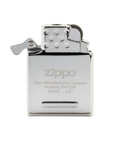 Insert Zippo butane flamme jaune — allumage à pierre, rechargeable au butane, compatible boîtiers Zippo standards