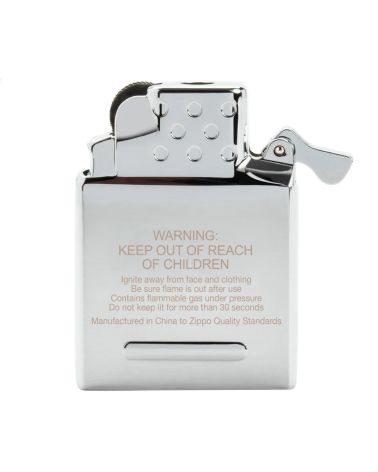 Insert Zippo butane flamme jaune — allumage à pierre, rechargeable au butane, compatible boîtiers Zippo standards
