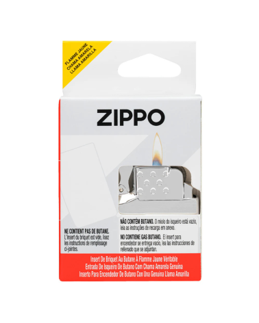 Insert Zippo butane flamme jaune — allumage à pierre, rechargeable au butane, compatible boîtiers Zippo standards