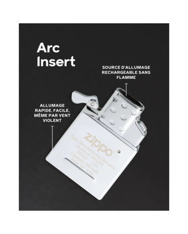 Insert Zippo rechargeable double arc flamme plasma sans vent, rechargeable USB-C, compatible boîtiers standards