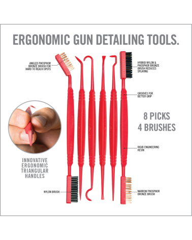Set de nettoyage Pics et Brosses Accu-Grip Real Avid tiges et brosses en résine, nylon et bronze