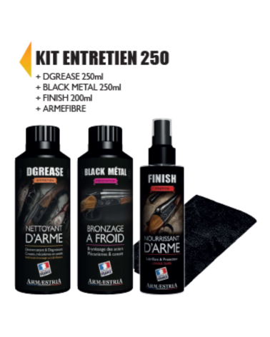 Kit d'entretien Armaestria, 250ml et 200ml de contenue, nettoyant et entretien d'armes pour les professionnels