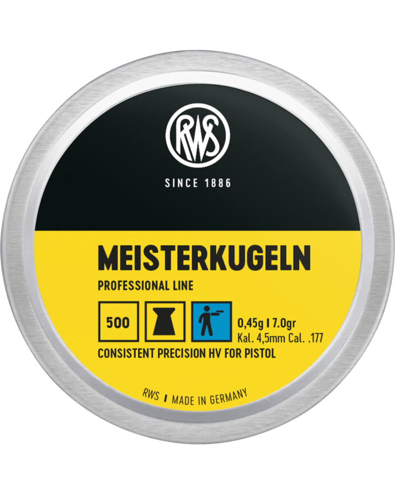 Boîte de 500 plombs RWS Meisterkugeln 4,5 mm 0,53 g — précision et régularité pour entraînement et tir 10 m.