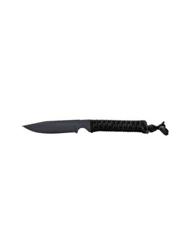 Wild Tech 4 — manche paracorde 550 noire, lame Sandvik 14C28N traitée cryogéniquement, livré avec étui Kydex P.TAC