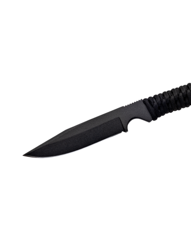Wild Tech 4 — manche paracorde 550 noire, lame Sandvik 14C28N traitée cryogéniquement, livré avec étui Kydex P.TAC