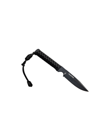 Wild Tech 4 — manche paracorde 550 noire, lame Sandvik 14C28N traitée cryogéniquement, livré avec étui Kydex P.TAC