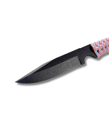 Couteau Scorpion — manche paracorde tricolore bleu blanc rouge, lame époxy Sandvik 14C28N