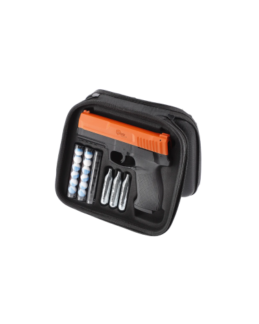 Pack P2P Secure 68P .68 Umarex marqueur CO2 6 coups 16 J, Quick-Piercing, livré en mallette avec billes poivre, craie