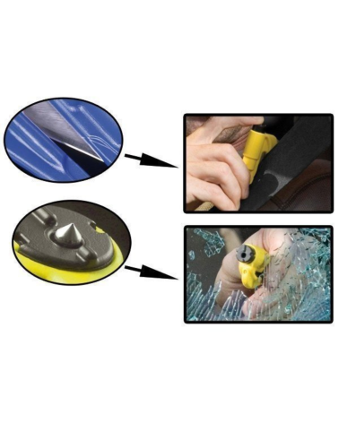 Brise-vitre coupe sangle noir Resqme — outil compact et léger 2 en 1 pour couper ceinture de sécurité et briser