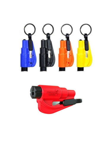 Brise-vitre coupe sangle rouge Resqme — outil compact et léger 2 en 1 pour couper ceinture de sécurité et briser vitre