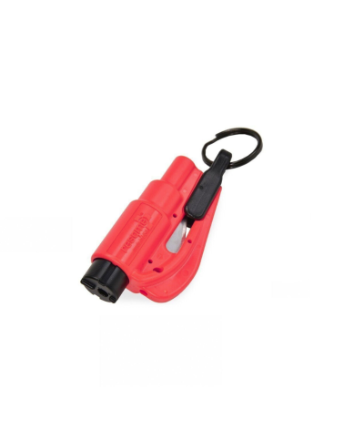 Brise-vitre coupe sangle rouge Resqme — outil compact et léger 2 en 1 pour couper ceinture de sécurité et briser vitre