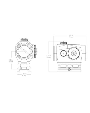 Point rouge Vector Optics Scrapper 1x29 — 3 MOA, capteur de mouvement, étanché IP67, montage Picatinny