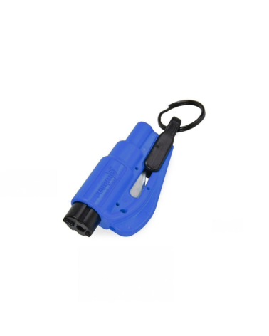 Brise-vitre coupe sangle bleu Resqme — outil compact et visible 2 en 1 pour couper ceinture de sécurité et briser vitre