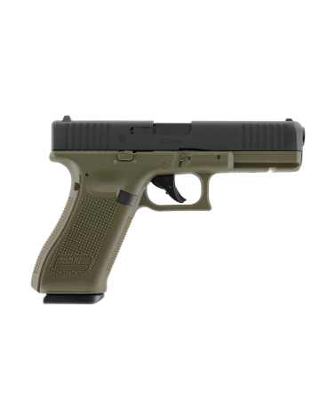 Réplique Umarex Glock 17 Gen5 CO2 BB 4.5 mm Battlefield Green avec culasse métal noire et effet blowback