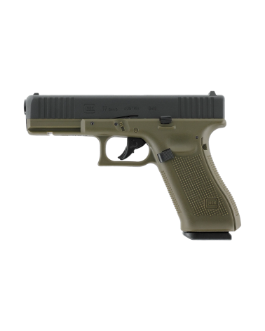Réplique Umarex Glock 17 Gen5 CO2 BB 4.5 mm Battlefield Green avec culasse métal noire et effet blowback