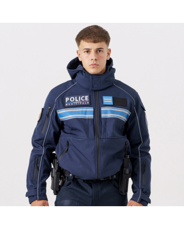 Veste Softshell Iron Police Municipale bande gitane DMB Uniform — veste professionnelle coupe vent déperlante