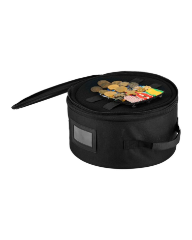 Porte casquette luxe noir ARES — étui rigide avec miroir amovible et compartiment médailles conçu pour protéger
