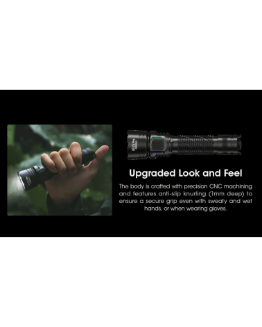 Lampe torche Nitecore MH25 Pro 3300 lumens avec LED UHi et portée de 705 mètres conçue pour usage tactique et outdoor.