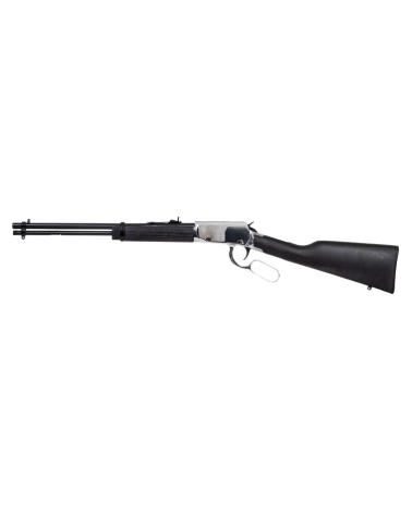 Carabine Rossi Rio Bravo Nickel Black calibre 22LR à levier de sous garde avec crosse bois et canon 46 cm.