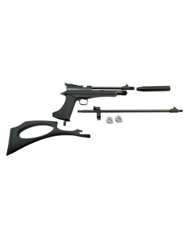 Pistolet Snowpeak CP2 calibre 4.5 mm CO2 convertible en carabine avec silencieux et canon long.