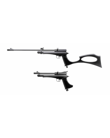 Pistolet Snowpeak CP2 calibre 4.5 mm CO2 convertible en carabine avec silencieux et canon long.