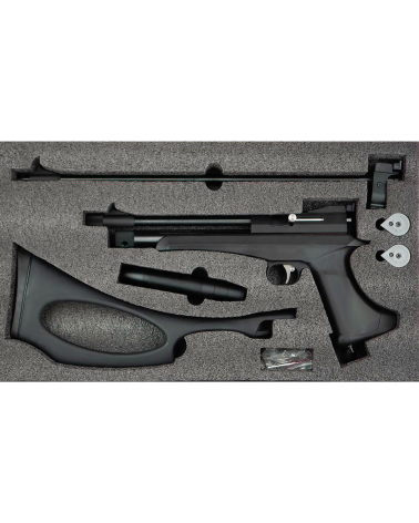 Pistolet Snowpeak CP2 calibre 4.5 mm CO2 convertible en carabine avec silencieux et canon long.
