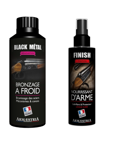 Pack bronzage à froid Armaestria Black Metal 250ml avec nourrissant Finish 200ml pour entretien et protection
