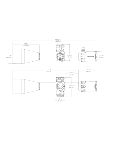 Lunette Vector Optics Tauron 5 50x60 ED avec grossissement extrême optique haute définition et réglage MIL