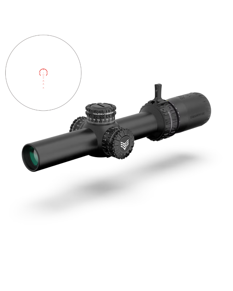 Lunette Swampfox Arrowhead 1 6x24 LPVO avec réticule Guerrilla Dot BDC rouge idéale tir tactique CQB et moyenne distance