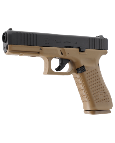 Pistolet Glock 17 Gen5 T4E Umarex calibre 43 CO2 finition coyote French Army avec blowback réaliste livré en mallette