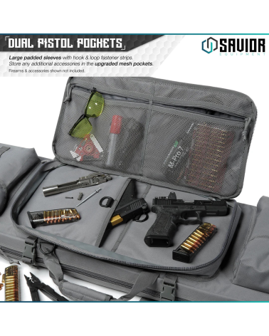 Sac Savior Urban Warfare 51 pouces gris housse double carabine avec rangements accessoires et transport tactique renforcé