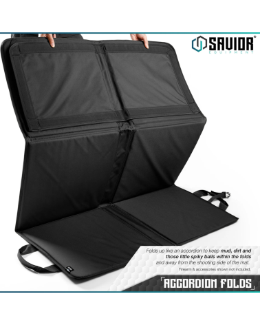 Tapis de tir Savior noir pliable avec rembourrage EVA et système de préchargement pour tir de précision extérieur