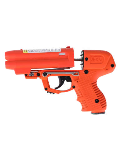 Jet protecteur Piexon JPX 6 orange avec laser intégré et 4 charges actives pour défense du domicile et sécurité personnelle