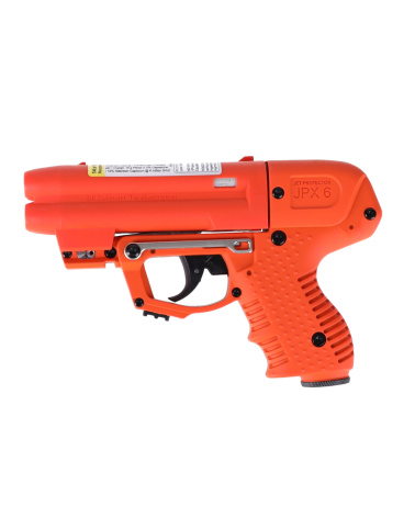 Jet protecteur Piexon JPX 6 orange avec laser intégré et 4 charges actives pour défense du domicile et sécurité personnelle