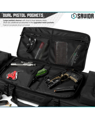 Sac Savior Urban Warfare 46 noir double rifle bag avec compartiments rembourrés pour transport sécurisé de carabines