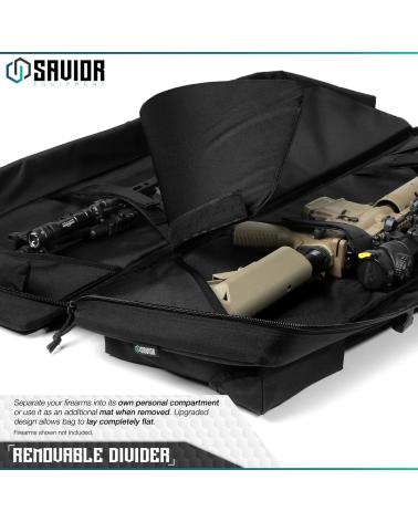 Sac Savior Urban Warfare 46 noir double rifle bag avec compartiments rembourrés pour transport sécurisé de carabines